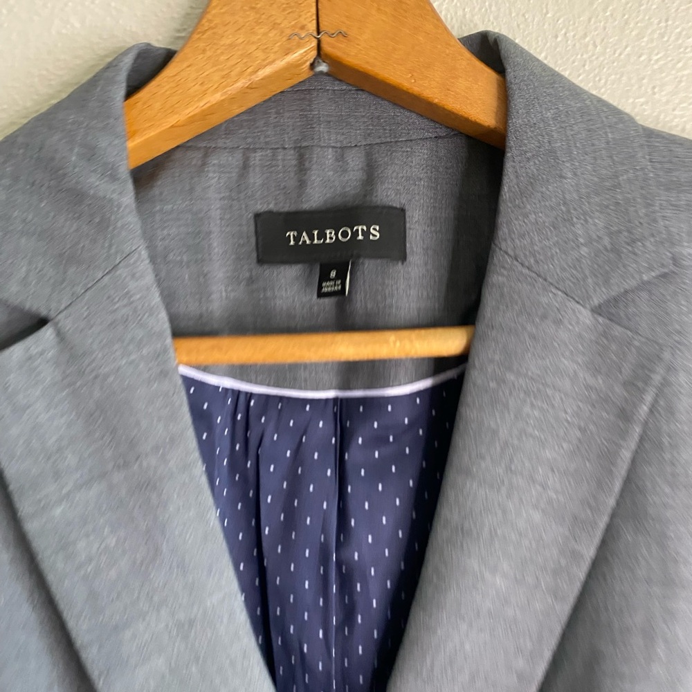 Talbots Gray Wool Collared Button Front Jacket Bl… - image 4